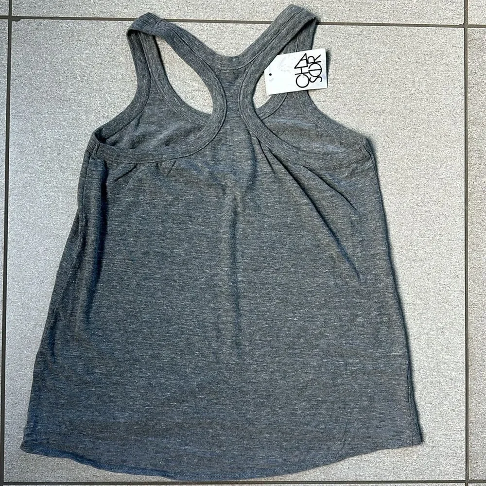 NWT Chaser Scoop-neck Chill Out Rainbow Retro Tank Top in Grey / Gray Medium - Picture 4 of 7
